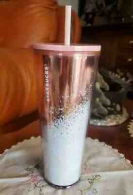 STARBUCKS 2019 Mirror Glitter Pink White Cold Cup 24oz Venti Tumbler w Straw - Sold on eBay Aug 13, 2021 for $20.49
