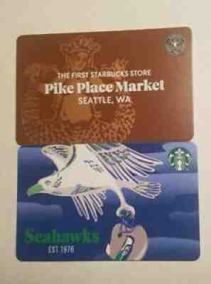 2 Starbucks 2021 gift cards Seattle Seahawks + Pike Place exclusive Pins intact - Sold on eBay Aug 16, 2021 for $12.50