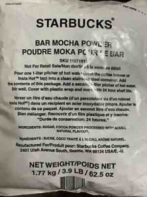 Starbucks Bar Mocha Powder 62.5 oz brand new - Sold on eBay Sep 11, 2021 for $40.00