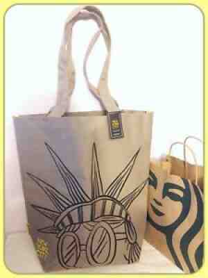 RARE NWT STARBUCKS Collection New York City Statue Liberty Thick Canvas Tote Bag - Sold on eBay Sep 13, 2021 for $23.50