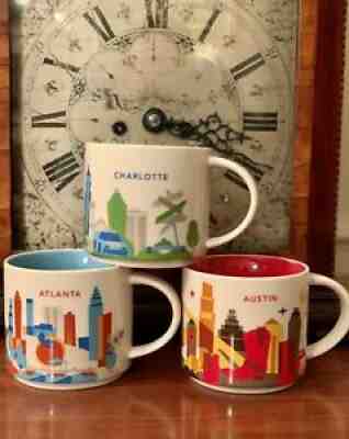 Starbucks You Are Here 4 Mug Lot - Atlanta, Austin, Charlotte - 14 oz. - Used - Sold on eBay Sep 14, 2021 for $16.50