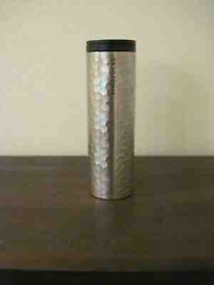 Starbucks 2012 Hammered Stainless Steel Silver Travel Tumbler Mug 16oz Coffee - Sold on eBay Sep 08, 2021 for $22.00