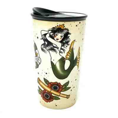 Starbucks Mermaid Siren Sailor Jerry Tattoo Ceramic Travel Mug 12oz Rare, EUC! - Sold on eBay Jul 08, 2021 for $111.96