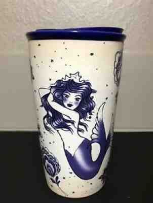 Starbucks 2016 Ceramic Tumbler Travel Siren Mermaid Sailor Tattoo Blue 12oz EUC - Sold on eBay Aug 02, 2021 for $60.00