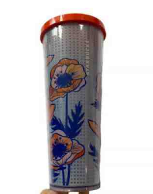 Starbucks 2017 Venti Poppy Floral Flower Cold Cup Tumbler 24 oz Lid - Sold on eBay Jun 30, 2021 for $39.99