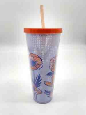 Starbucks 2017 Venti Poppy Floral Flower Cold Cup Tumbler 24oz with Lid Red Blue - Sold on eBay Jul 08, 2021 for $32.95