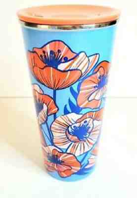 STARBUCKS 2017 Blue Coral Poppy Floral 16oz Ceramic Coffee Travel Tumbler RARE - Sold on eBay Aug 16, 2021 for $24.99