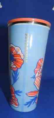 STARBUCKS 2017 Blue Coral Poppy Floral 16oz Ceramic Coffee Travel Tumbler RARE - Sold on eBay Aug 25, 2021 for $6.99