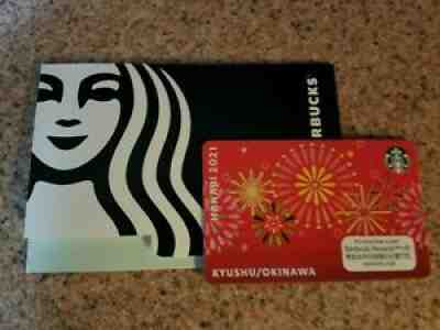 STARBUCKS Japan 2021 Red HANABI Gift Card Kyushu/Okinawa w/Green Sleeve - Sold on eBay Aug 06, 2021 for $8.50