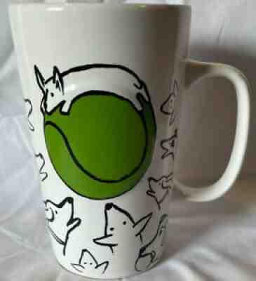 STARBUCKS 2015 Coffee Tea Mug Dogs Tennis Ball White Green 16 oz - Sold on eBay Aug 06, 2021 for $10.00