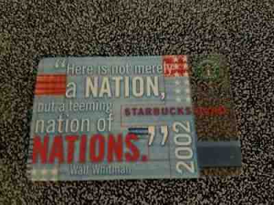 2002 STARBUCKS USA Nations Walt Whitman Very RARE! Gift Card - Light Use! - Sold on eBay Aug 16, 2021 for $36.00