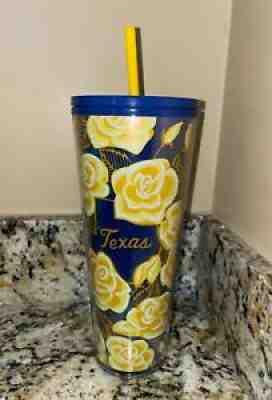 Starbucks Texas Navy Blue Yellow Rose 24 oz Tumbler Cold Cup New - Sold on eBay Aug 01, 2021 for $24.50