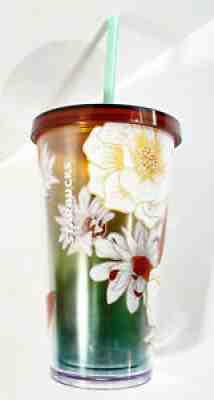 STARBUCKS 16 oz. FLORAL Acrylic Cold Cup Tumbler CACTUS FLOWERS Lid & Straw RARE - Sold on eBay Aug 22, 2021 for $38.00