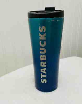 Starbucks Coffee 2016 Blue Green Ombre Stainless Steel Metal Tumbler 16 oz Flaw - Sold on eBay Aug 31, 2021 for $15.00