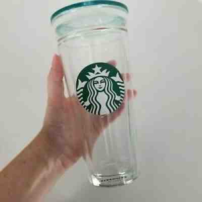 STARBUCKS 20 oz RECYCLED Clear GLASS Cold Cup Tumbler Green SIREN Rare FLAW HTF - Sold on eBay Sep 13, 2021 for $48.00