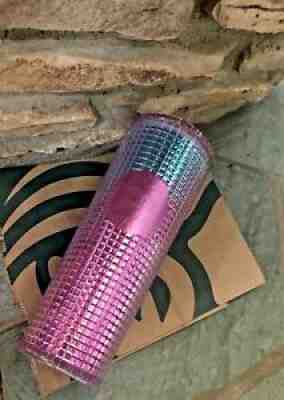 NEW STARBUCKS SUMMER 2021 PINK AND TEAL BLUE STUDDED 24 OZ TUMBLER NEW UNUSED - Sold on eBay Jul 06, 2021 for $20.50