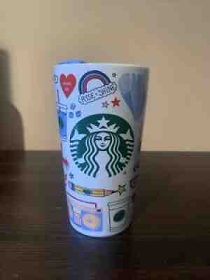 Starbucks 2020 Ceramic Travel Mug 12 oz Teacher School Emoji Art - New - Sold on eBay Aug 18, 2021 for $24.05