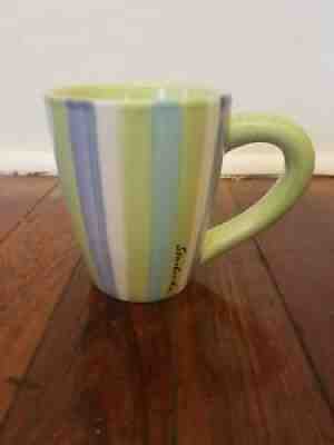 Starbucks Barista Mug 2002 Seafoam Teal Green Purple Aqua Stripes - Sold on eBay Aug 29, 2021 for $12.99