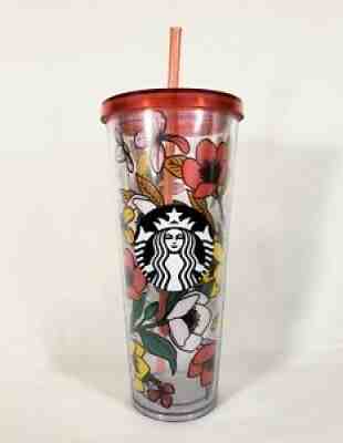 STARBUCKS * Poppy Flowers * VENTI Acrylic Cup Tumbler * Red Yellow Orange 24oz - Sold on eBay Aug 16, 2021 for $198.00