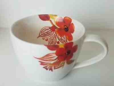 2008 Starbucks Coffee Tea Mug Cup Orange Red Poppy Flowers Floral 11 oz EUC