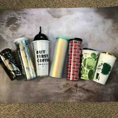 Starbucks tumbler lot of 7, mermaids, finger paint, hearts, bears, cactus - Sold on eBay Aug 31, 2021 for $50.00