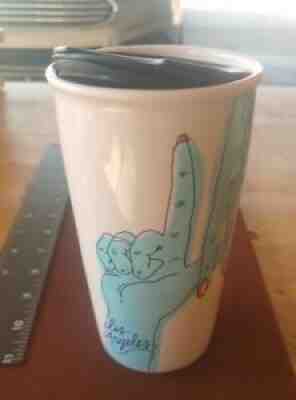 STARBUCKS LOS ANGELES LA BLUE FINGERS CERAMIC COFFEE TUMBLER MUG 12oz PINK BLACK - Sold on eBay Jul 02, 2021 for $64.95