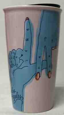 STARBUCKS LOS ANGELES LA BLUE FINGERS CERAMIC COFFEE TUMBLER MUG 12oz PINK BLACK - Sold on eBay Jul 16, 2021 for $59.99