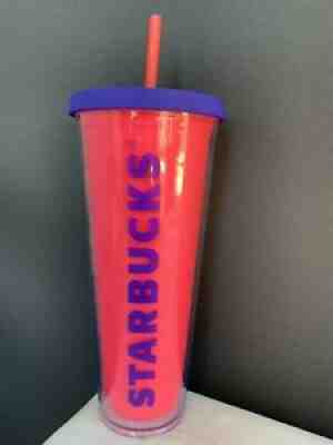 Pre-owned Summer 2014 Starbucks Venti Tumbler Neon Pink With Purple - Sold on eBay Sep 13, 2021 for $24.99