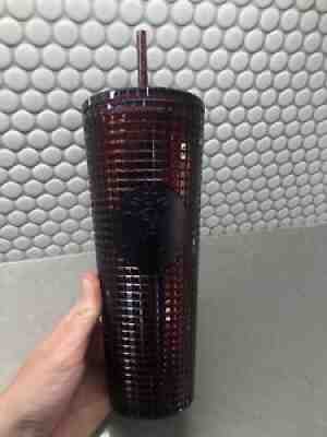 2021 STARBUCKS 24 Oz Acrylic VENTI Cold Cup Tumbler PURPLE RED STUDDED GRID New - Sold on eBay Jul 09, 2021 for $39.00