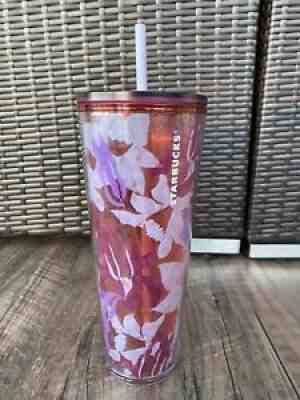 Starbucks Spring 2021 24 oz cold cup tumblr pink red flower floral straw - Sold on eBay Jun 28, 2021 for $17.99