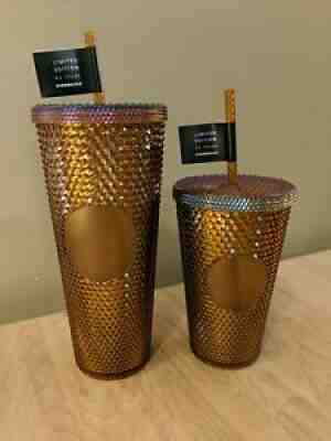 SET Starbucks Honeycomb Studded Tumbler Gold 50th Anniversary 24oz 16oz Cold Cup - Sold on eBay Jun 26, 2021 for $48.88