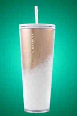 Starbucks Venti Cascading Glitter Gold White Snow Cold Cup 24oz - Sold on eBay Sep 06, 2021 for $35.00