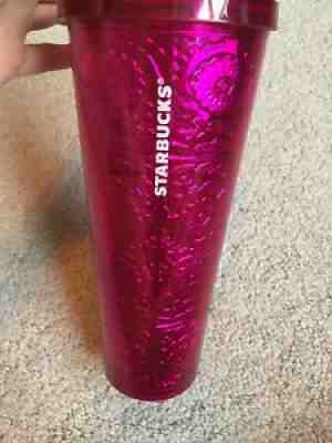 Starbucks Tin floral metallic Foil pink 24oz cold tumbler - Sold on eBay Jul 11, 2021 for $91.00