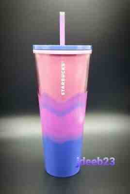 Starbucks Summer 2021 Trio Wave (Pink Blue Purple) 24 Oz Venti Tumbler - Sold on eBay Jul 28, 2021 for $31.88