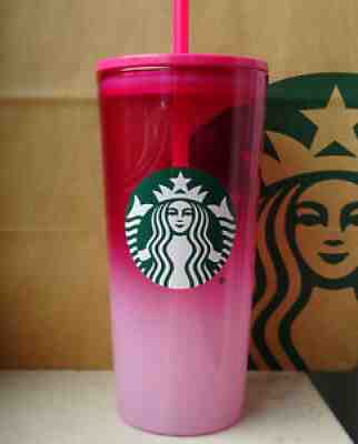 Starbucks Tumbler Cold Cup Glass Summer Ombre Pink-White with Logo 18oz NEW - Sold on eBay Sep 08, 2021 for $65.95