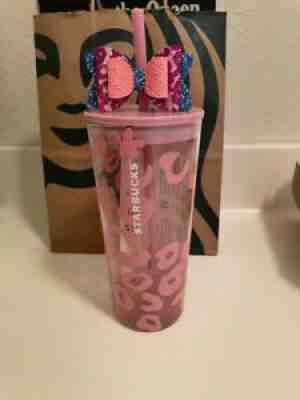 Starbucks Pink Leopard/Cheetah Glass Tumbler 18 oz, New Summer 2021 Straw & Bow - Sold on eBay Aug 12, 2021 for $35.99