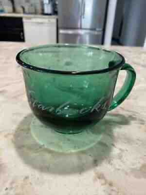 Starbucks Clear Green Glass Large Coffee Cup Mug Etched like Starbucks on Side 3 - Sold on eBay Aug 11, 2021 for $14.97