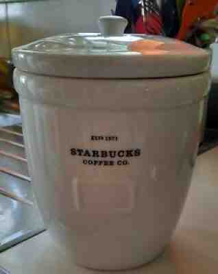 Starbucks Abbey Barista Coffee Canister Cookie Jar White Ceramic 64 Oz 2002 - Sold on eBay Aug 20, 2021 for $20.00