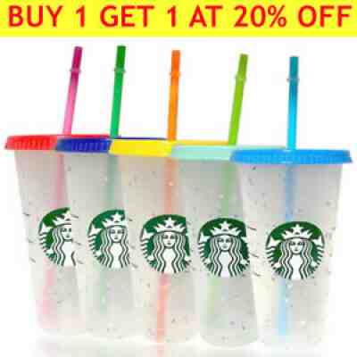 710ml / 24oz Starbucks Logo Reusable Plastic Cold Cup With Lid Straw 473ml/16oz+ - Sold on eBay Sep 08, 2021 for $23.88