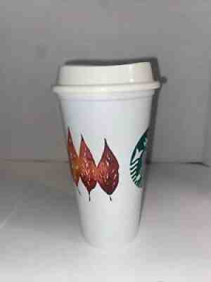 Starbucks 2014 Fall Leaves White Reusable Grande 16 Oz Plastic Cup With Lid - Sold on eBay Jul 02, 2021 for $7.99