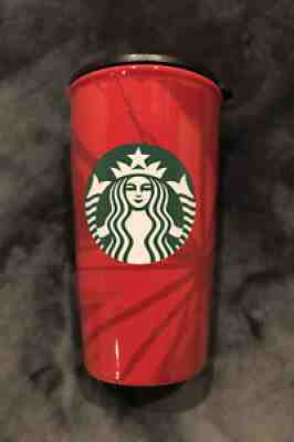 Starbucks Coffee 2014 Holiday Christmas Red Ceramic 12 oz. Travel Tumbler Mug - Sold on eBay Aug 16, 2021 for $20.00