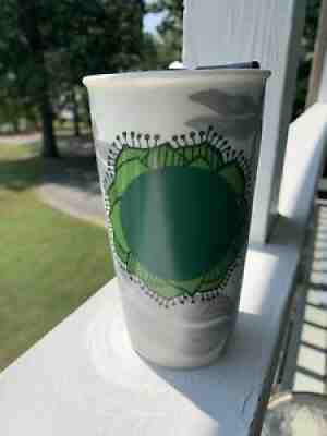 2014 Starbucks Silver Dragonfly Lotus Ceramic Tumbler Traveler Mug 12 oz Lid - Sold on eBay Aug 05, 2021 for $14.99