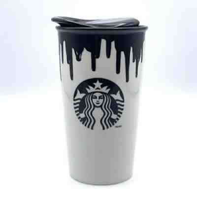 Starbucks+Band of Outsiders 12 oz Ceramic Travel Mug/Tumbler - Black Drip 2014 - Sold on eBay Aug 11, 2021 for $37.95