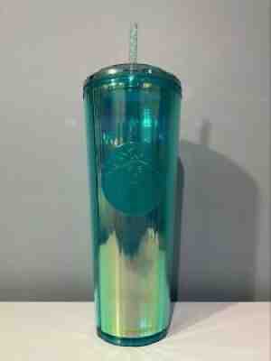 Starbucks 2021 Summer Turquoise Teal Blue Iridescent Kaleidoscope Tumbler - Sold on eBay Aug 10, 2021 for $30.00