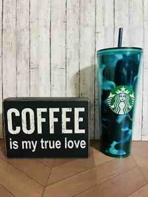 Rare Starbucks 2020 Summer Teal Turquoise Tortoise Green Blue Wave Tumbler 24oz - Sold on eBay Aug 13, 2021 for $42.99