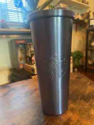 Starbucks Coffee 2016 Embossed Steel Metallic Blue Venti Cold Travel Cup 24 oz - Sold on eBay Jun 21, 2021 for $40.00