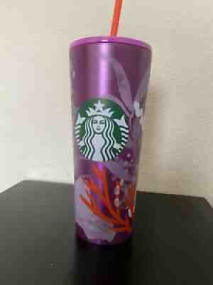 Starbucks Summer 2021 Purple Coral Reef metal Venti 24 oz cold cup Tumbler NEW! - Sold on eBay Sep 11, 2021 for $38.00