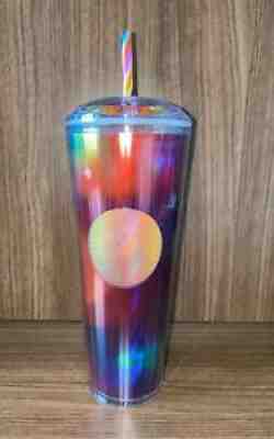 Starbucks 2021 Rainbow Iridescent Prism Rainbow Straw 24 oz Tumbler Cold Cup New - Sold on eBay Jul 22, 2021 for $14.99