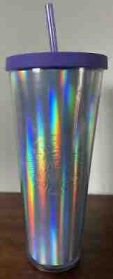 Starbucks Retired 2015 Rainbow Iridescent Foil Cold Cup 24 oz Tumbler W/Straw - Sold on eBay Jul 27, 2021 for $49.00