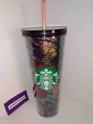 Starbucks Fall 2021 Iridescent Foil Floral Design Venti 24oz Acrylic Tumbler - Sold on eBay Sep 04, 2021 for $35.00